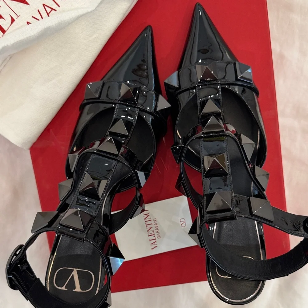 Valentino Glossy Black Studded Heels - Picture 10 of 10